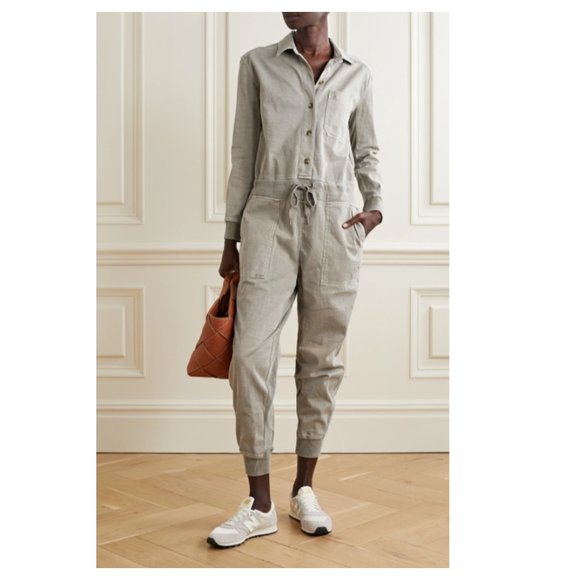 James Perse Pants & Jumpsuits James Perse Mixed Media Jumpsuit In Salt Pigment Poshmark